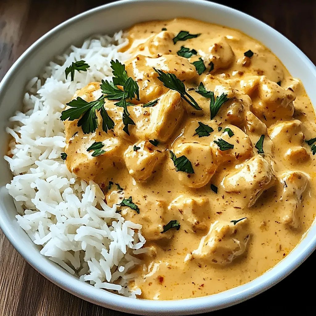 Cremiges Hähnchen mit Reis