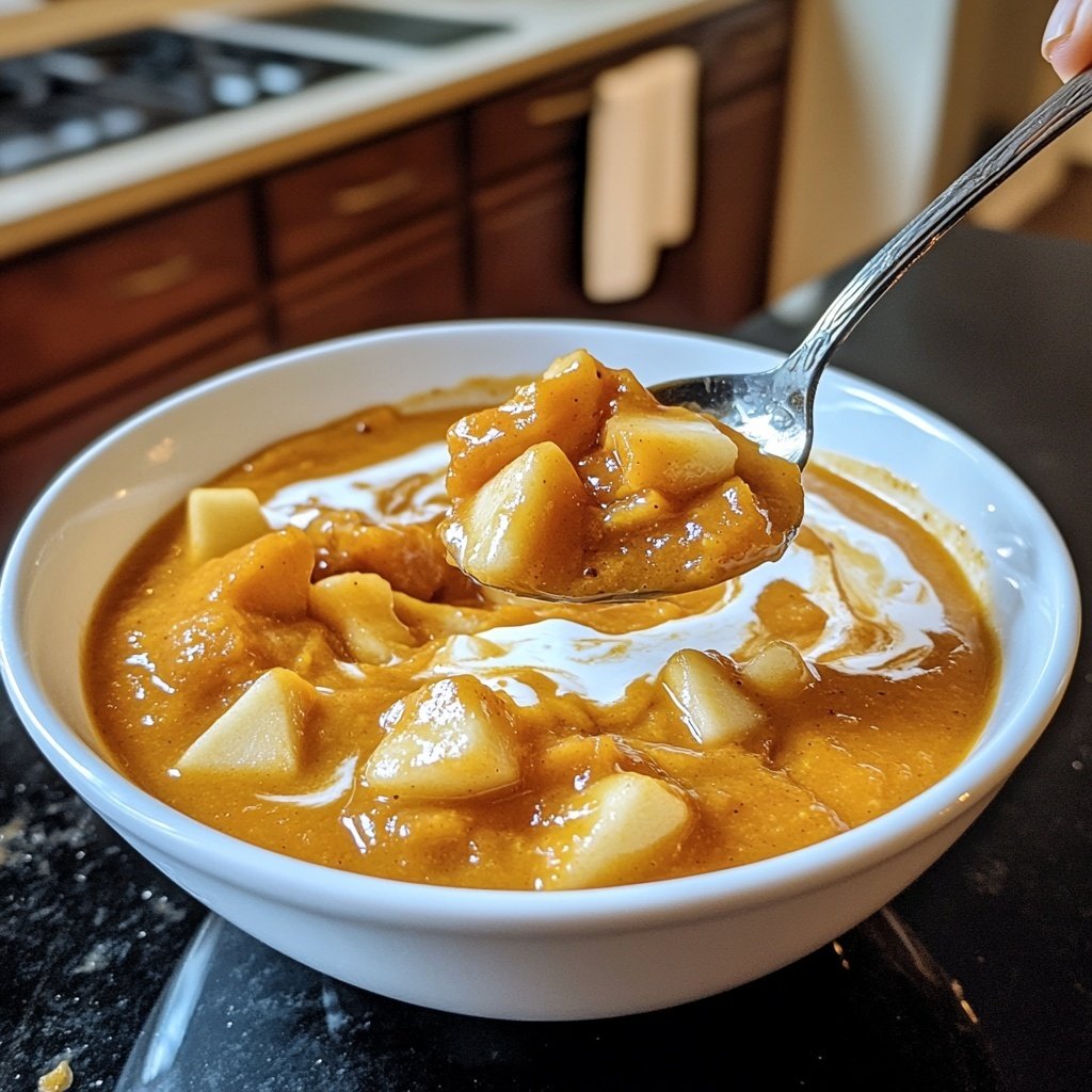 Kürbis-Apfel-Suppe mit Ingwer und Sahne