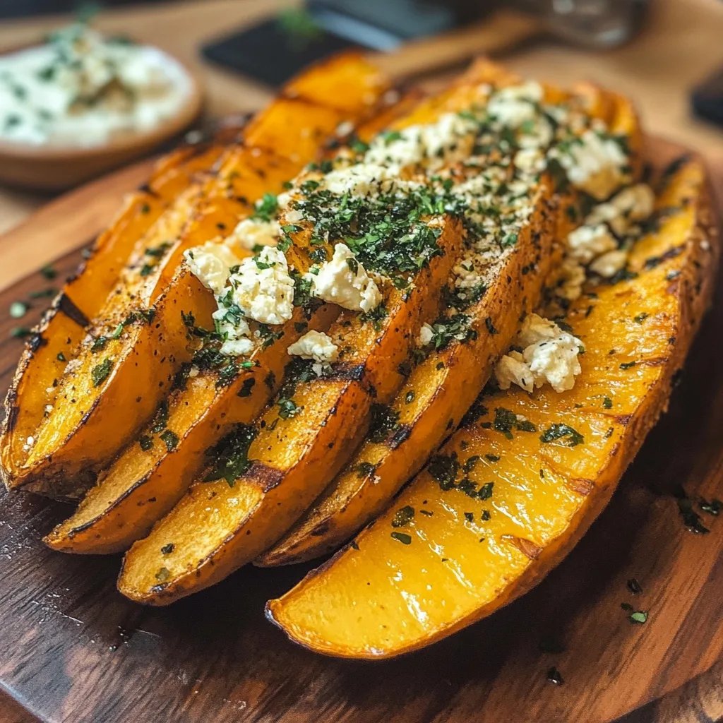 Butternut Kürbis mit Feta Dip aus dem Backofen