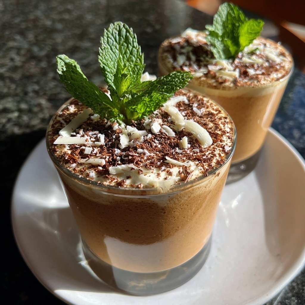 Pfefferminz weiße Schokoladen Mousse Tassen