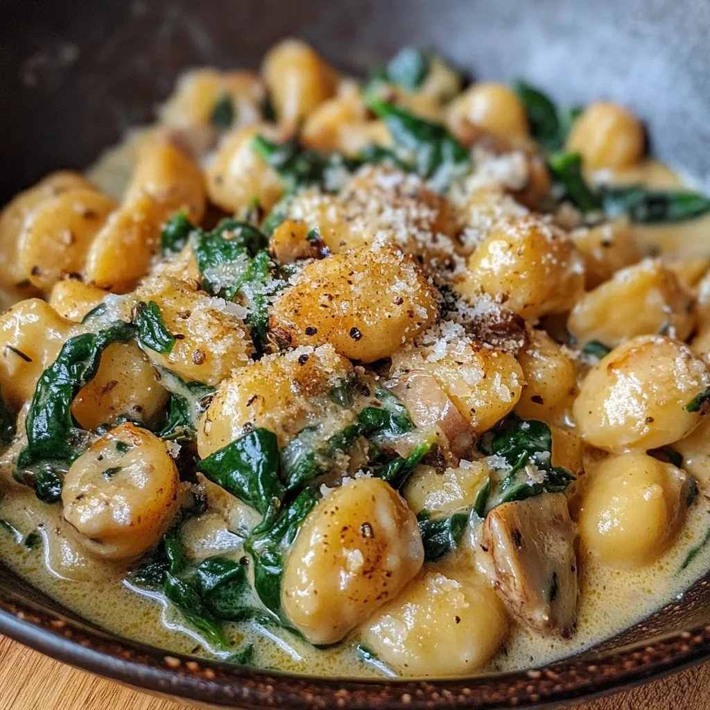 Gnocchi mit Pilzen und Spinat