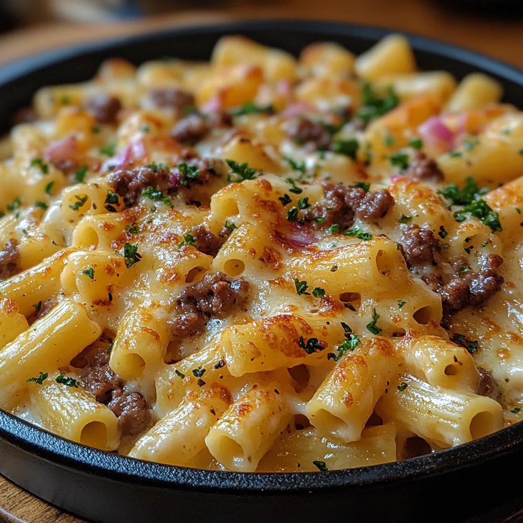 Gefüllte Cheeseburger-Alfredo-Pasta: Ein Unglaubliches Ultimatives Rezept