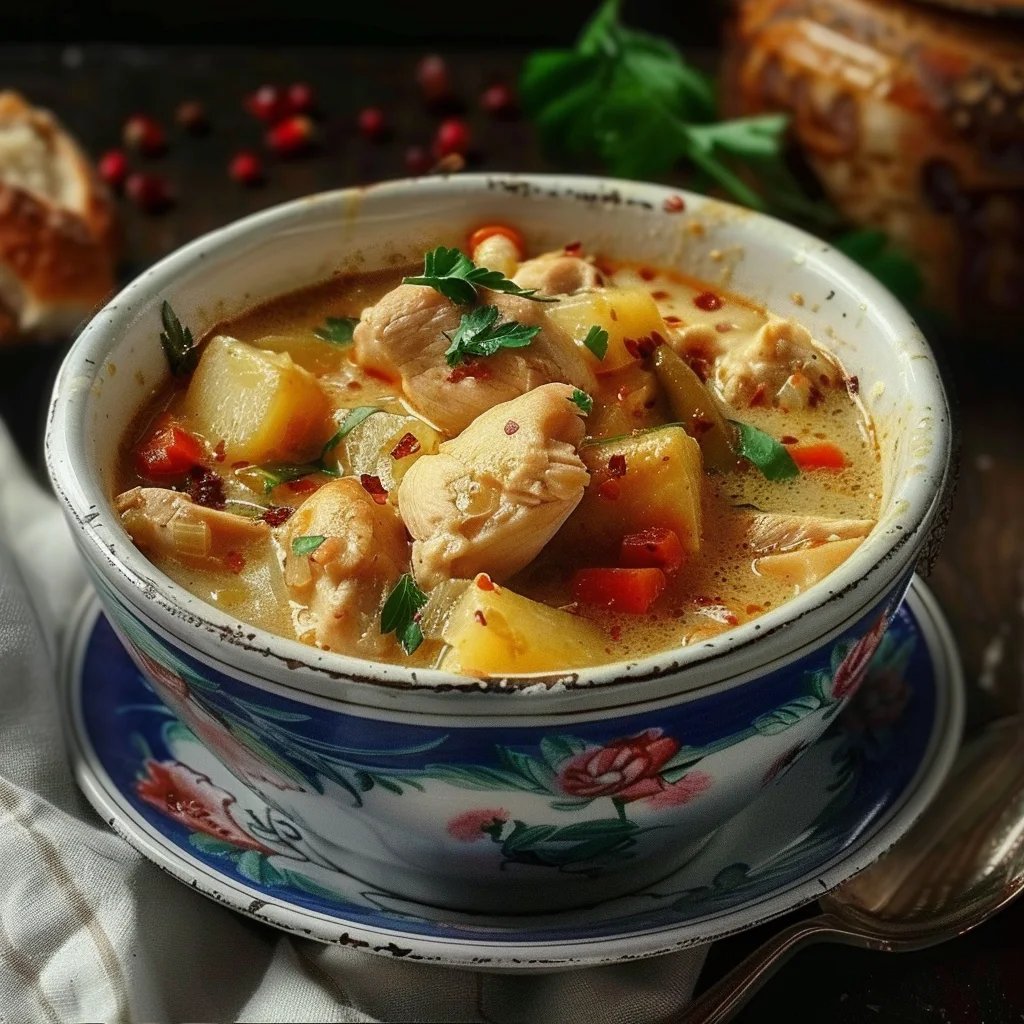 Herzhafte Hühner-Kartoffelsuppe