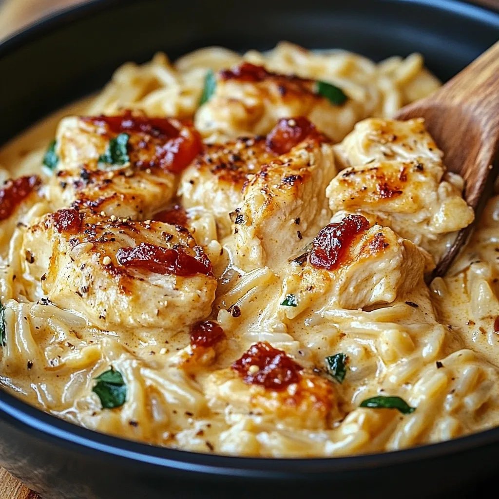 Cremiges toskanisches Hähnchen-Orzo aus dem Slow Cooker: Ein unglaubliches ultimatives Rezept