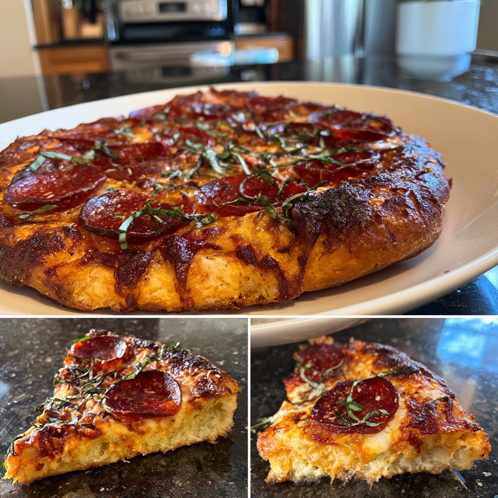 Herzförmige Peperoni Pizza romantisch