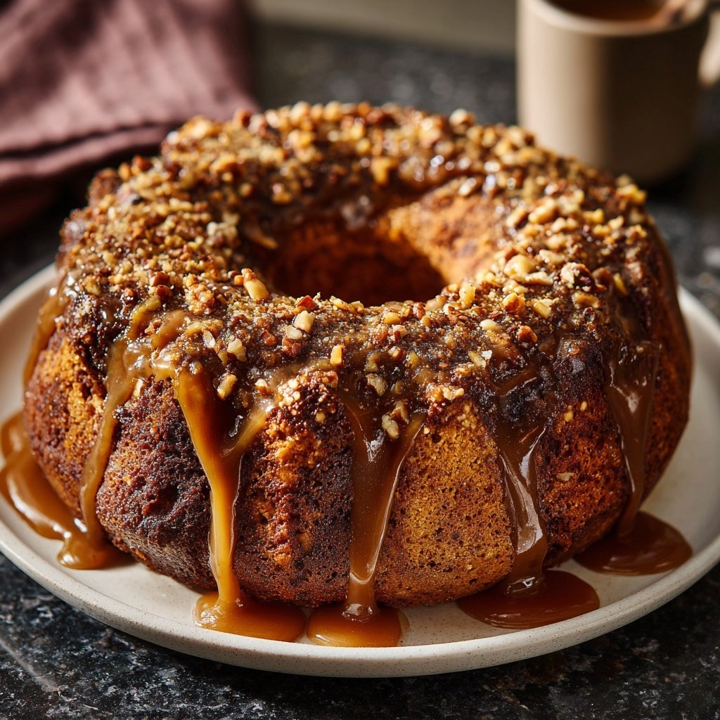 Würziger Lebkuchen Kuchen mit Karamell