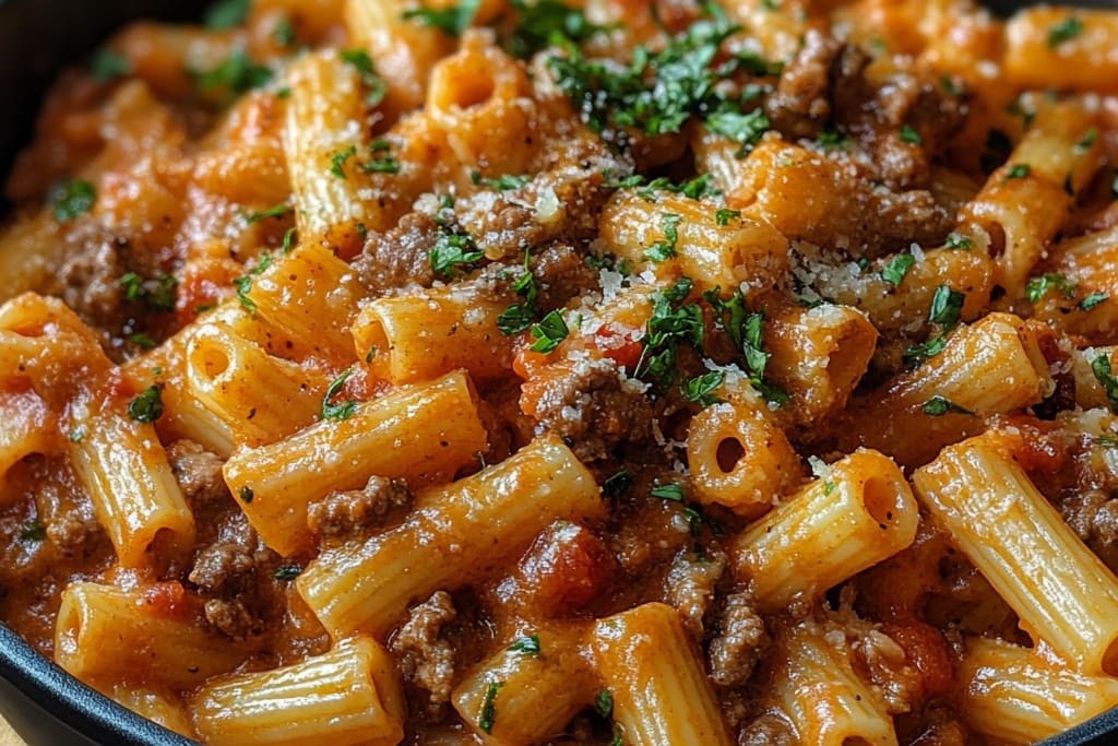 Ein Topf Cremige Tomaten-Rindfleisch-Pasta: Ein Unglaubliches Ultimatives Rezept