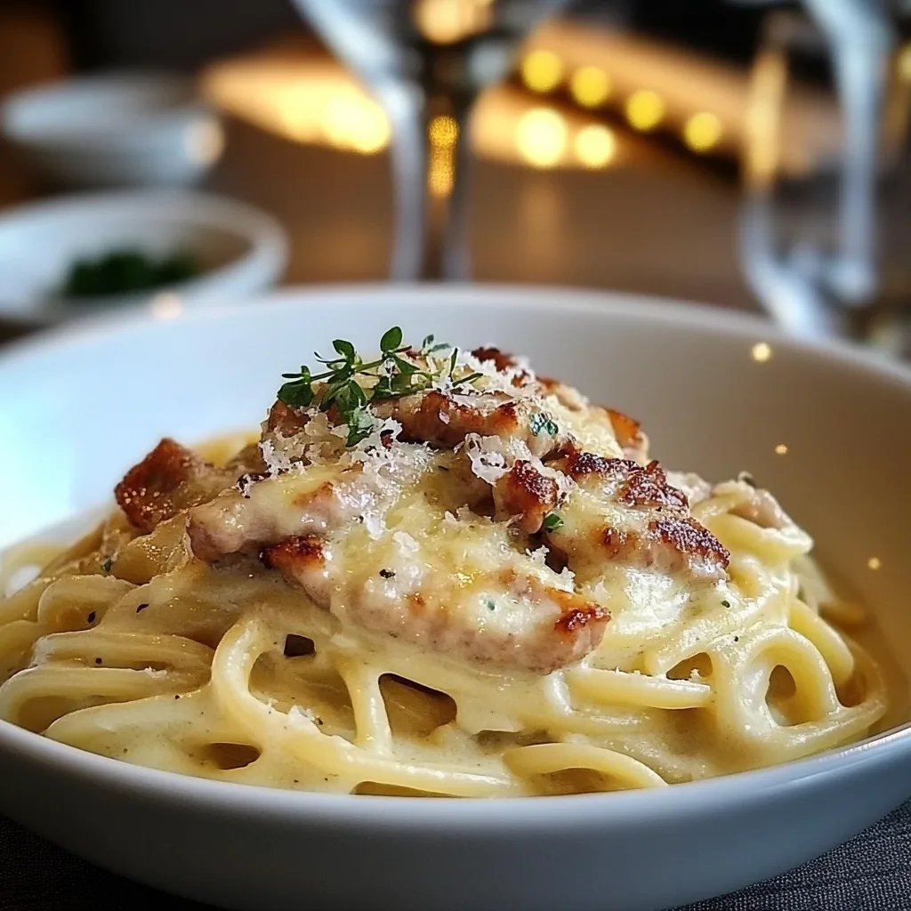 Knuspriges Hähnchen mit cremiger Pasta