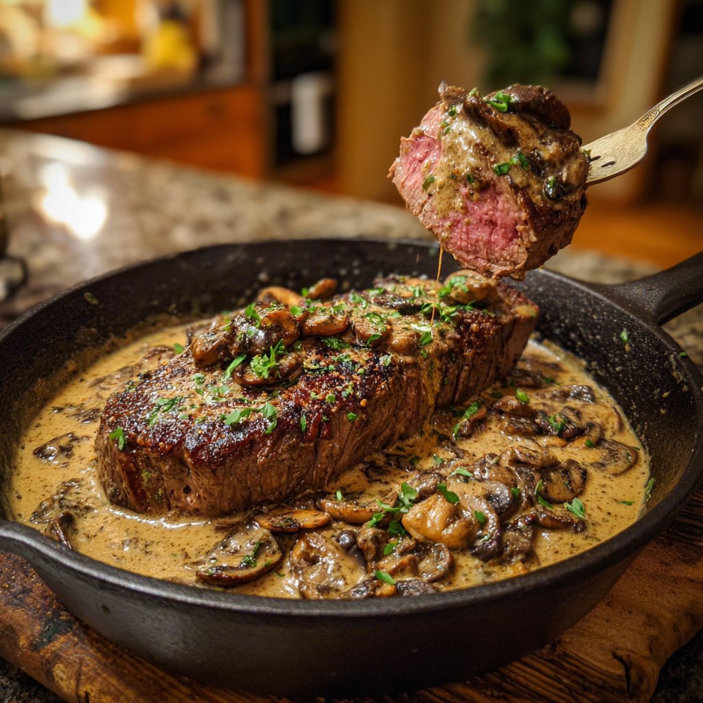 One-Pan Hüftsteak Pilz Soße