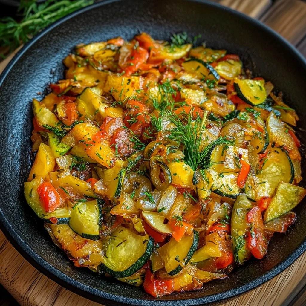 Vegetarischer Kartoffelauflauf mit Zucchini, Karotten und Zwiebeln